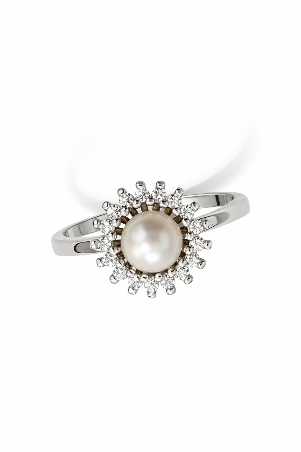 Pearl and Cubic Zirconia Halo Ring