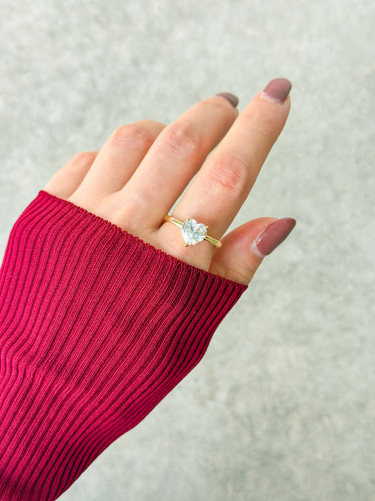 Big Heart Zirconia Solitaire Ring