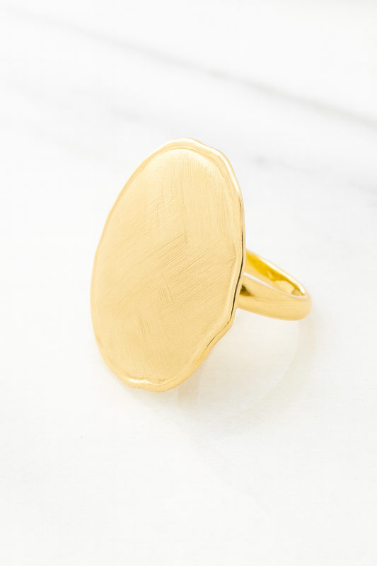 Gold Round Disc Ring