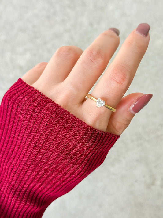 Small Heart Zirconia Solitaire Ring