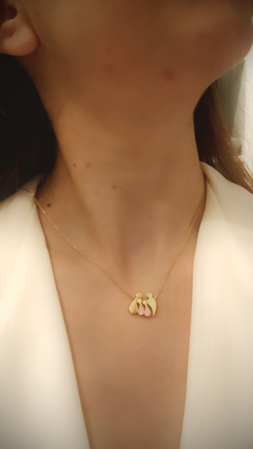 Two girls family necklace