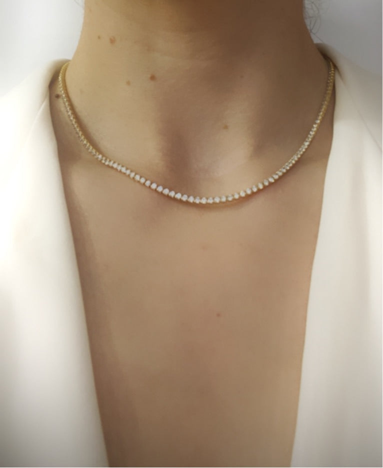 Classic Tennis Necklace – Gold-Plated & Silver