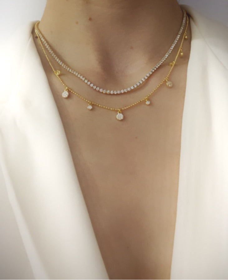 Classic Tennis Necklace – Gold-Plated & Silver