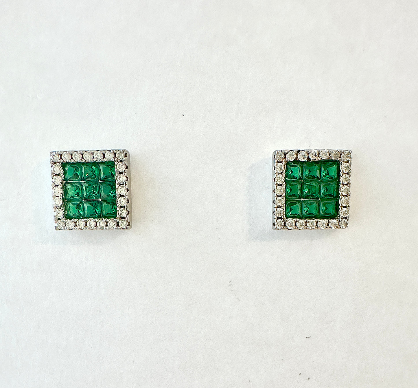 Emerald halo earrings