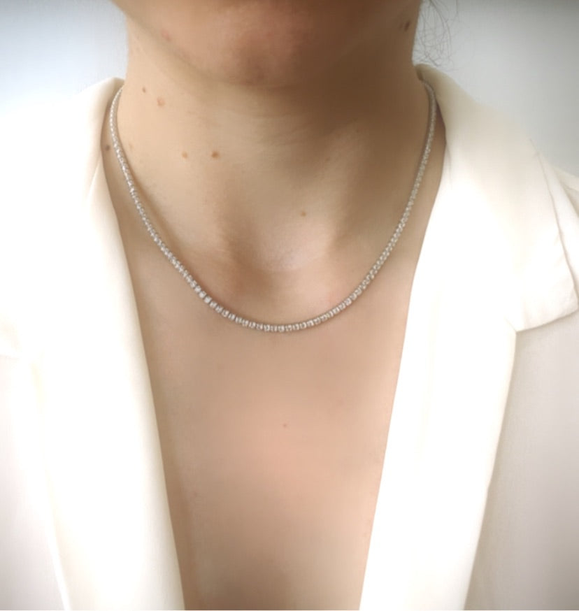 Classic Tennis Necklace – Gold-Plated & Silver
