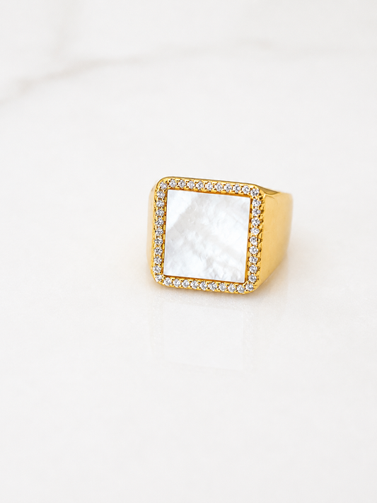 Celeste Mother of Pearl Signet Ring