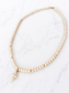 Freshwater Pearl Cross Necklace in 14K Gold