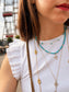 14K Gold Turquoise Necklace with Pearl Cross Pendant
