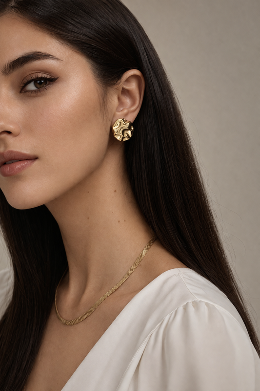 Molten Gold Stud Earrings