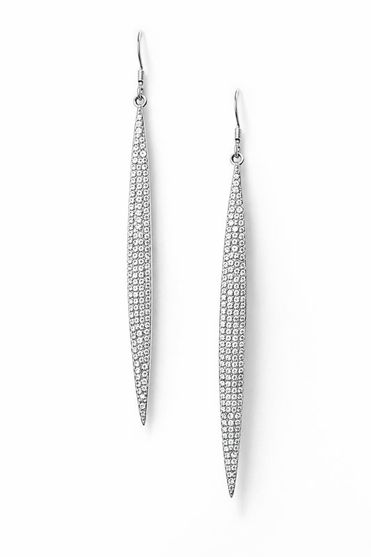 Pavé Tapered Drop Earrings with Cubic Zirconia – Sterling Silver