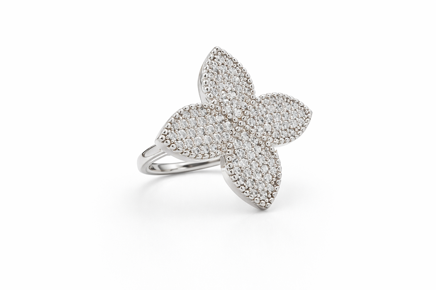 Floral Pavé Adjustable Cubic Zirconia Ring