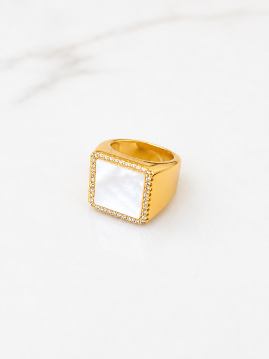 Celeste Mother of Pearl Signet Ring