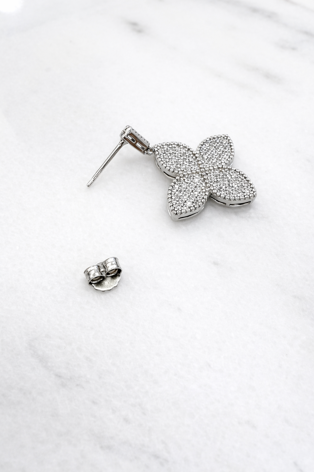 Floral Pavé Drop Earrings with Cubic Zirconia