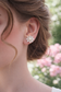 Floral Pearl Stud Cubic Zirconia Earrings