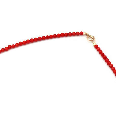 14k Gold Red Coral Beaded Necklace