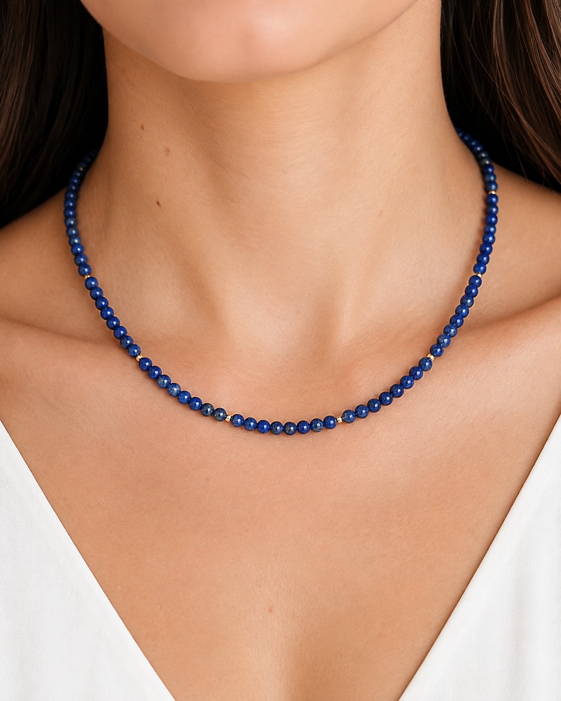 14k Gold Classic Lapis Lazuli Necklace