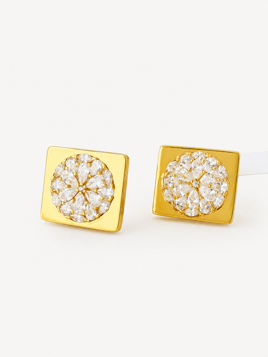 Floral Zirconia Statement Stud Earrings