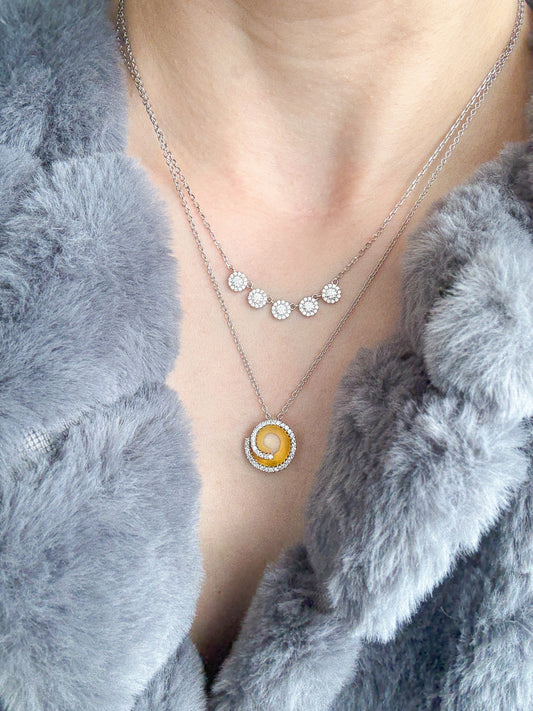 Circular Pavé Pendant Necklace with Cubic Zirconia – Sterling Silver