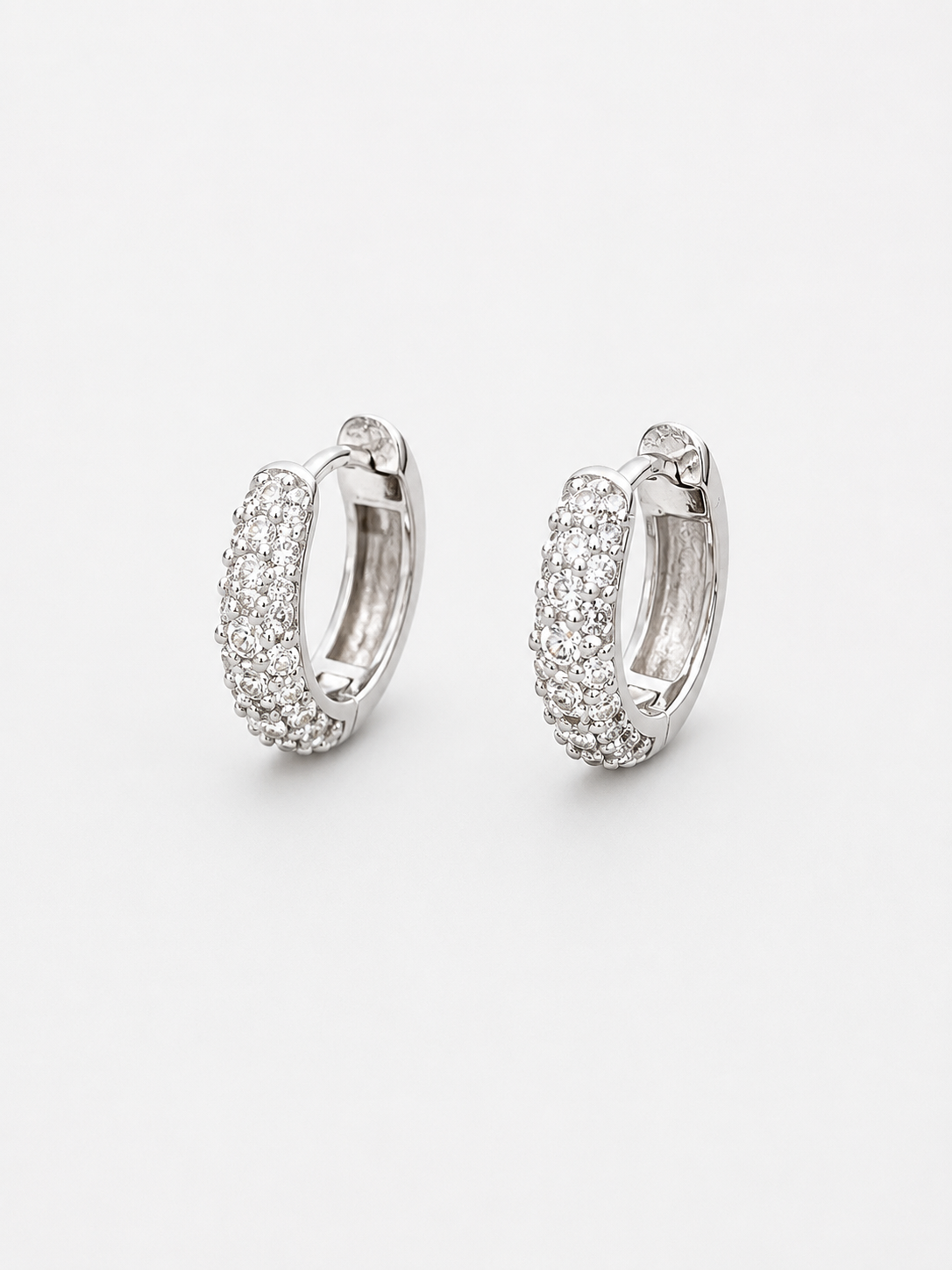 Pavé Zirconia Mini Hoops in Sterling Silver