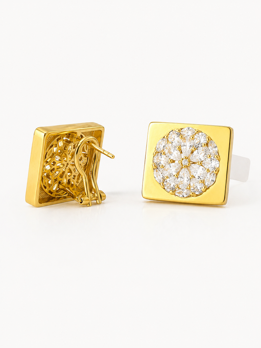 Floral Zirconia Statement Stud Earrings