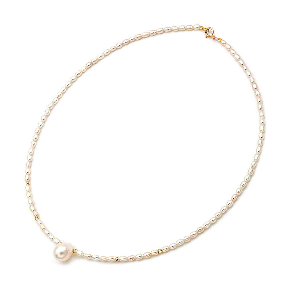 14k Gold Drop Pearl Necklace