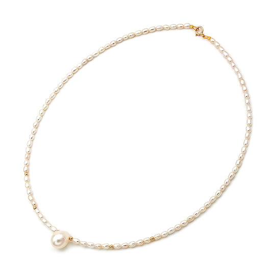 14k Gold Drop Pearl Necklace