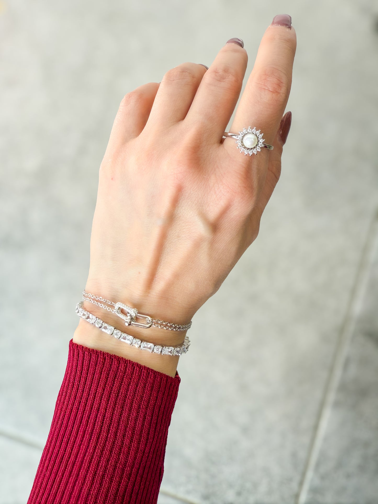 Pearl and Cubic Zirconia Halo Ring