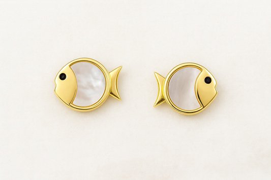 Golden Pisces Stud Earrings