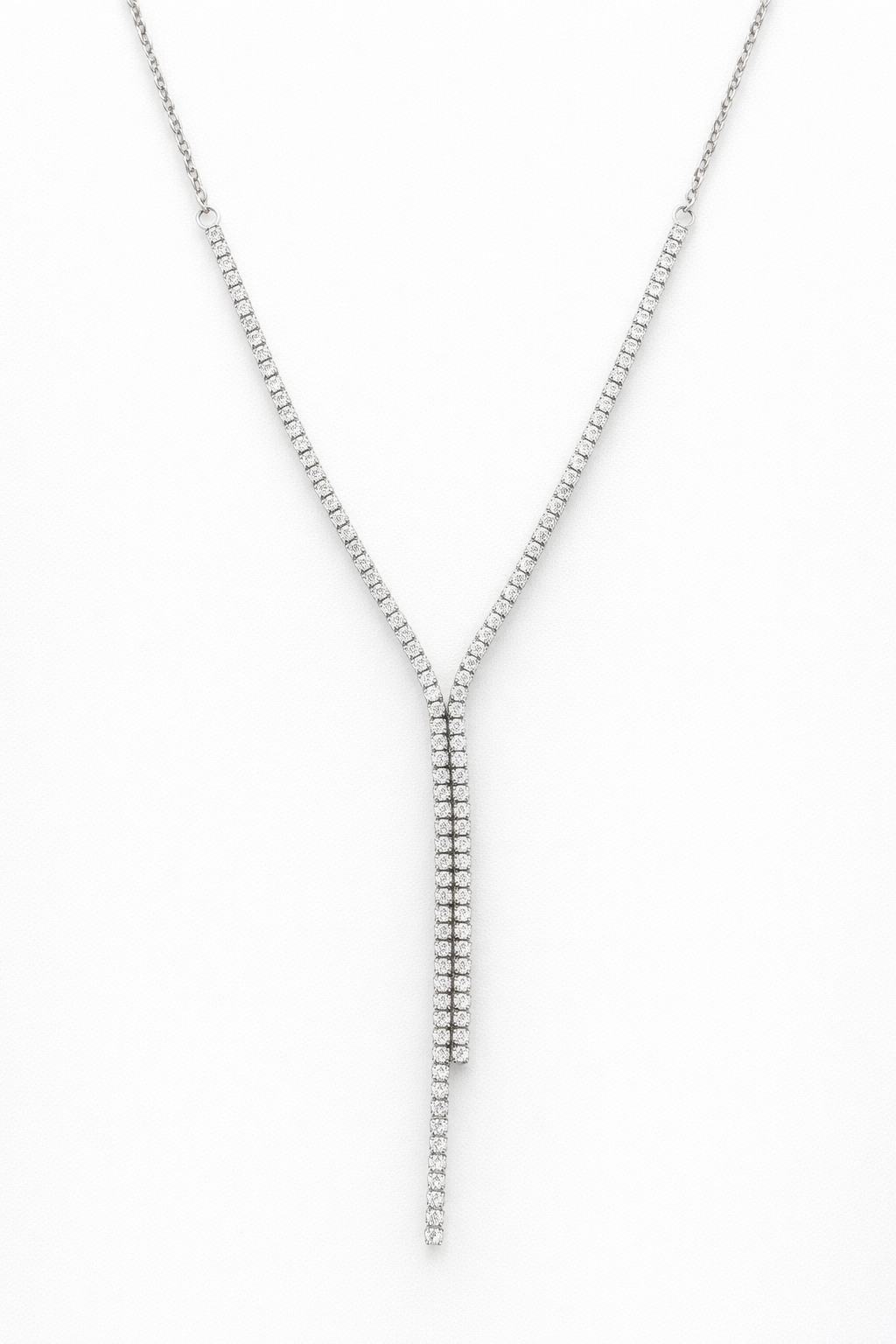 Y-Drop Pavé Necklace with Cubic Zirconia – Sterling Silver