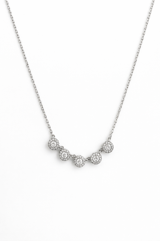 Five-Stone Halo Cubic Zirconia Necklace