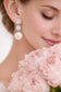 Pearl Drop Cubic Zirconia Halo Earrings