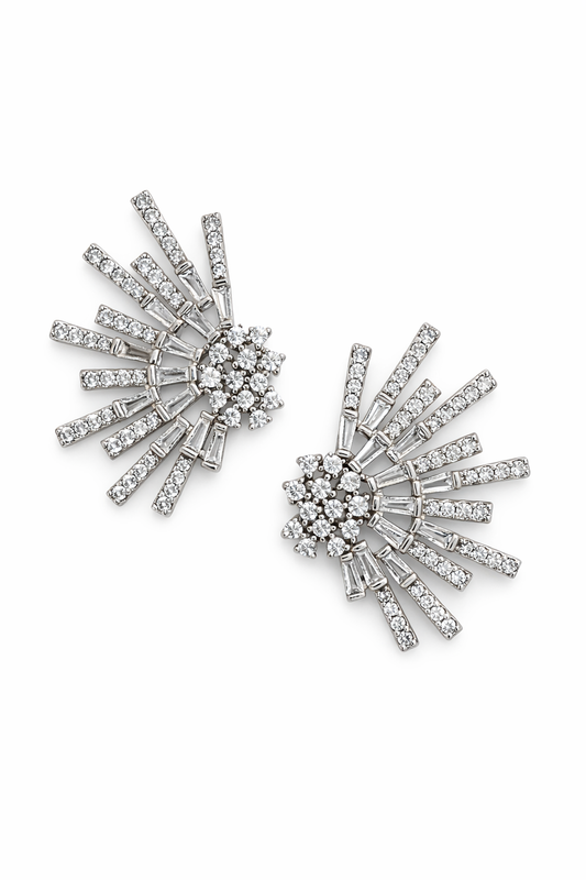 Radiant Sun Stud Cubic Zirconia Earrings