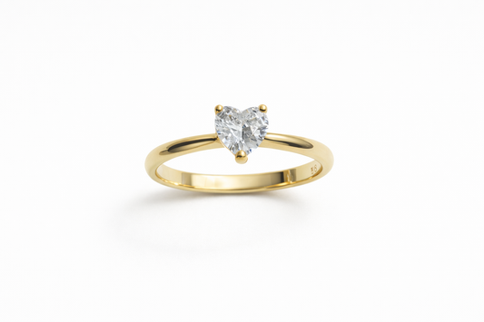 Small Heart Zirconia Solitaire Ring
