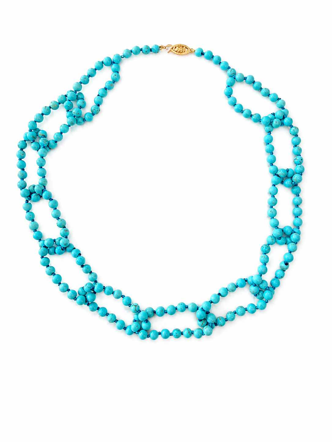 14k Gold Turquoise Link Necklace