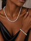 14k White Gold White Agate & Hematite Necklace