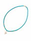 14K Gold Turquoise Necklace with Pearl Cross Pendant