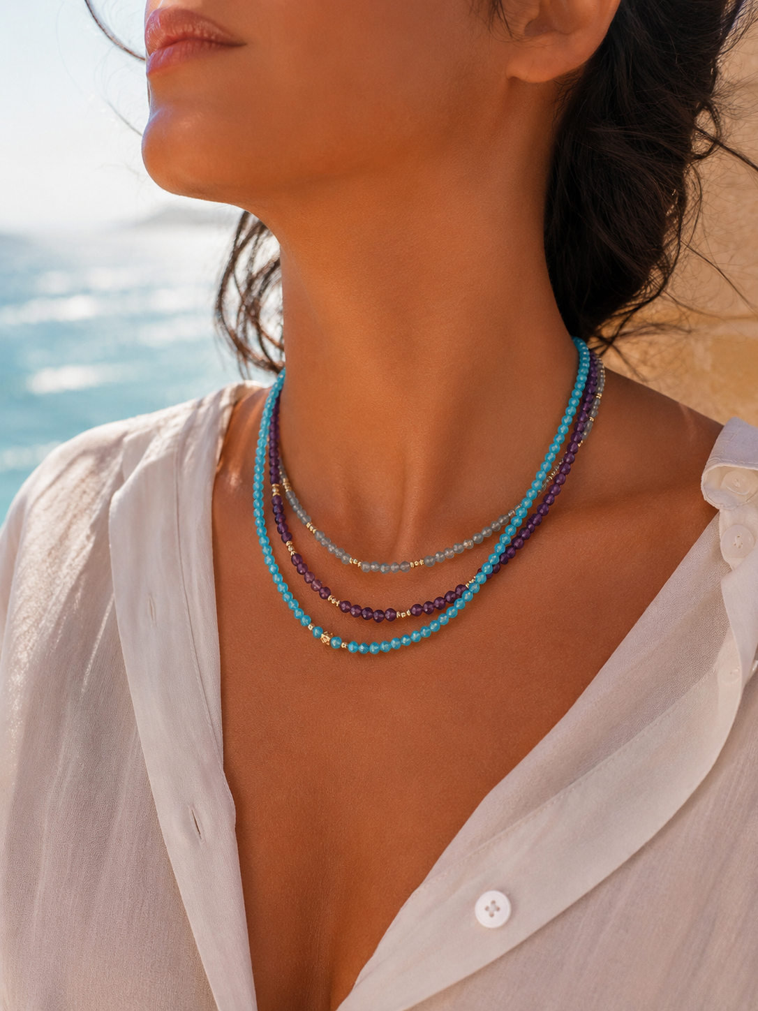 14K Gold & Natural Aquamarine Necklace