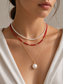14k Gold Red Coral Beaded Necklace