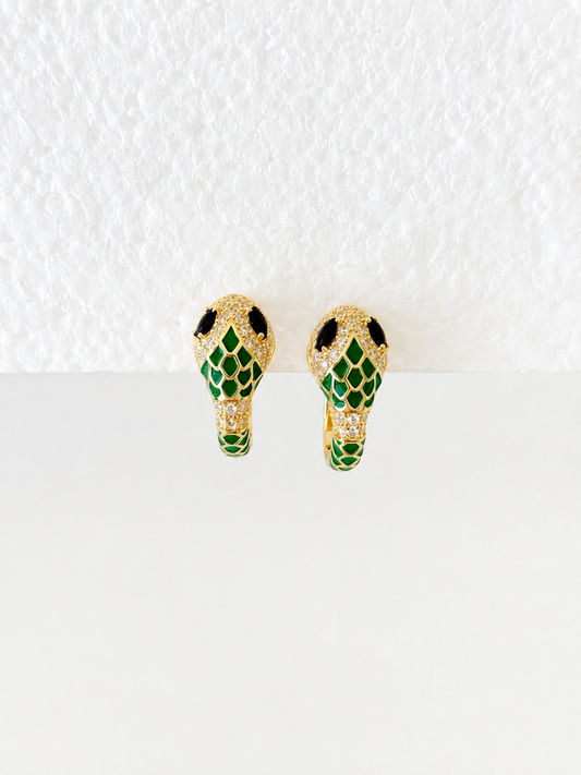 Emerald Snake Hoop Earrings