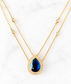 Sapphire Blue Teardrop Double Chain Necklace
