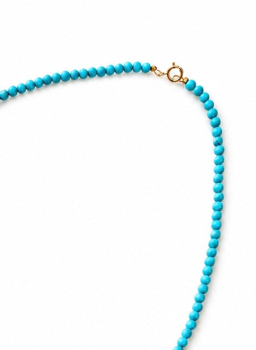 14K Gold Turquoise Necklace with Pearl Cross Pendant