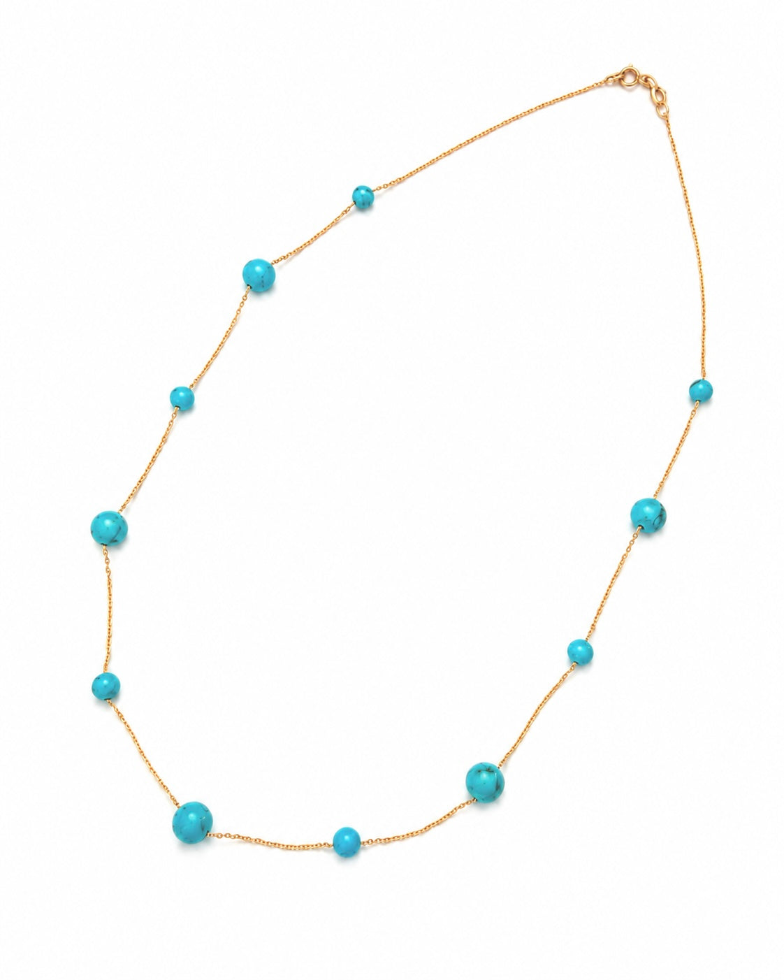 Turquoise Station Necklace in 14K Gold