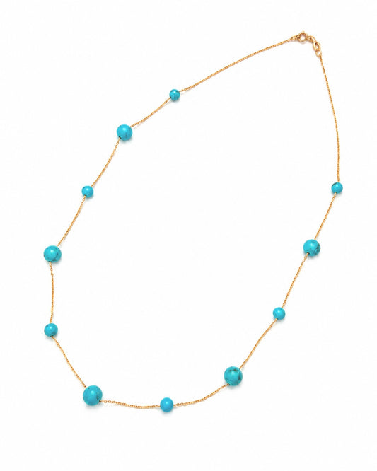Turquoise Station Necklace in 14K Gold