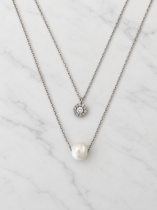 Zirconia & Freshwater Pearl Layered Necklace