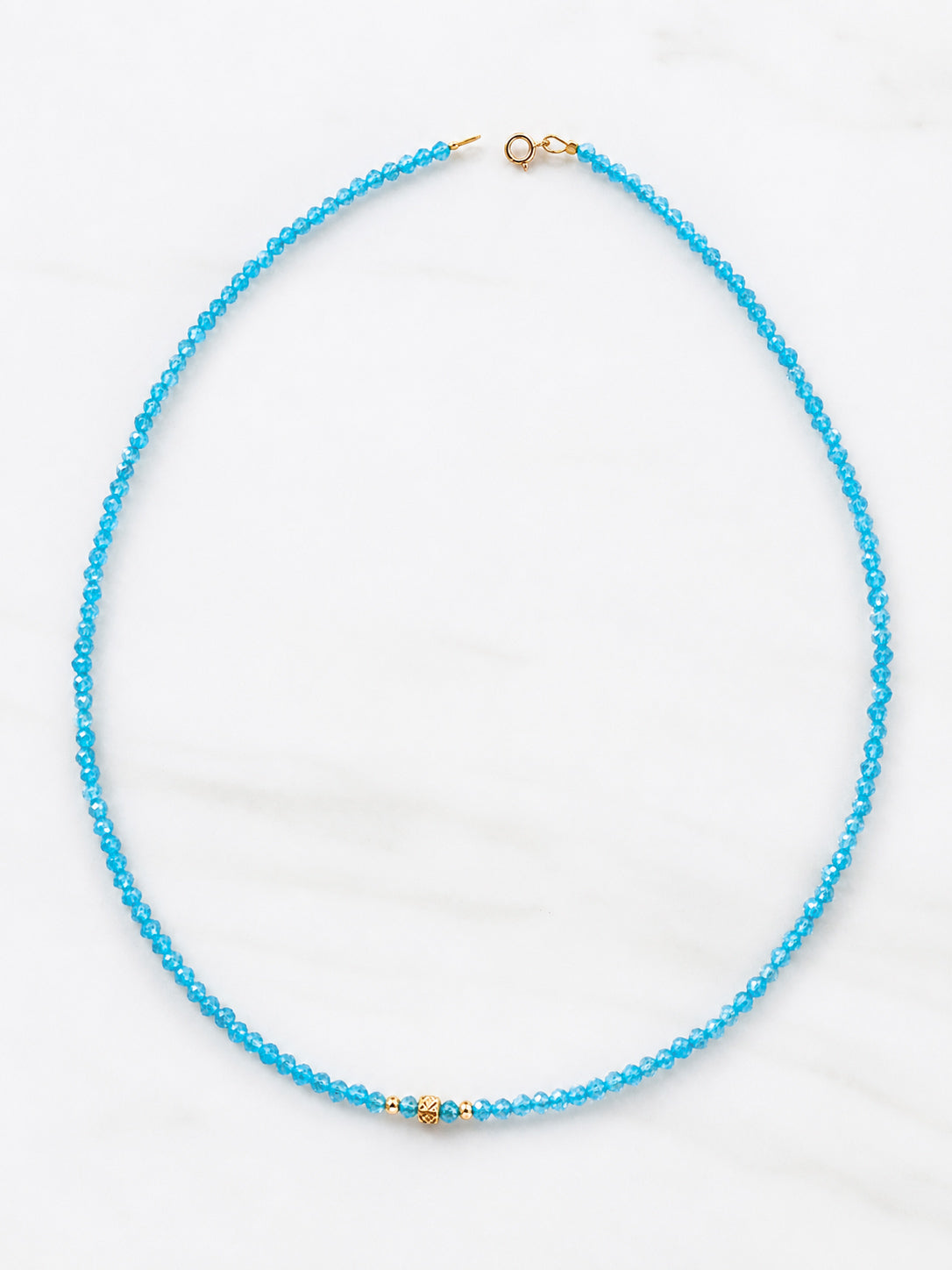 14K Gold & Baby Blue Agate Necklace