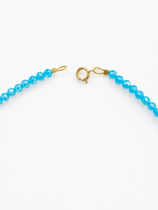 14K Gold & Baby Blue Agate Necklace