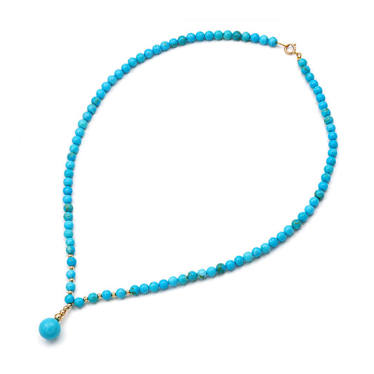 14K Gold & Natural Turquoise Drop Necklace
