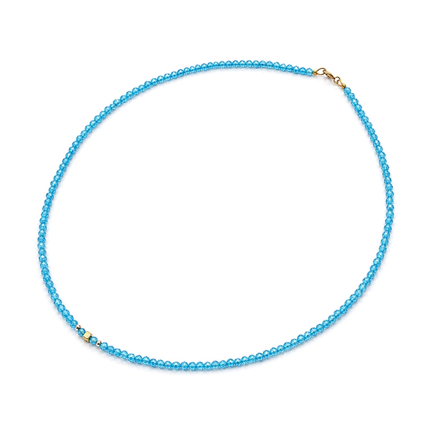 14K Gold & Baby Blue Agate Necklace
