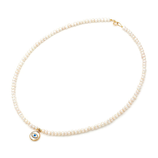 14k Gold Eye Freshwater Pearl Necklace