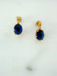 Gold Sapphire Blue Oval Drop Earrings – Classic Elegance with Gold-Plated Finish